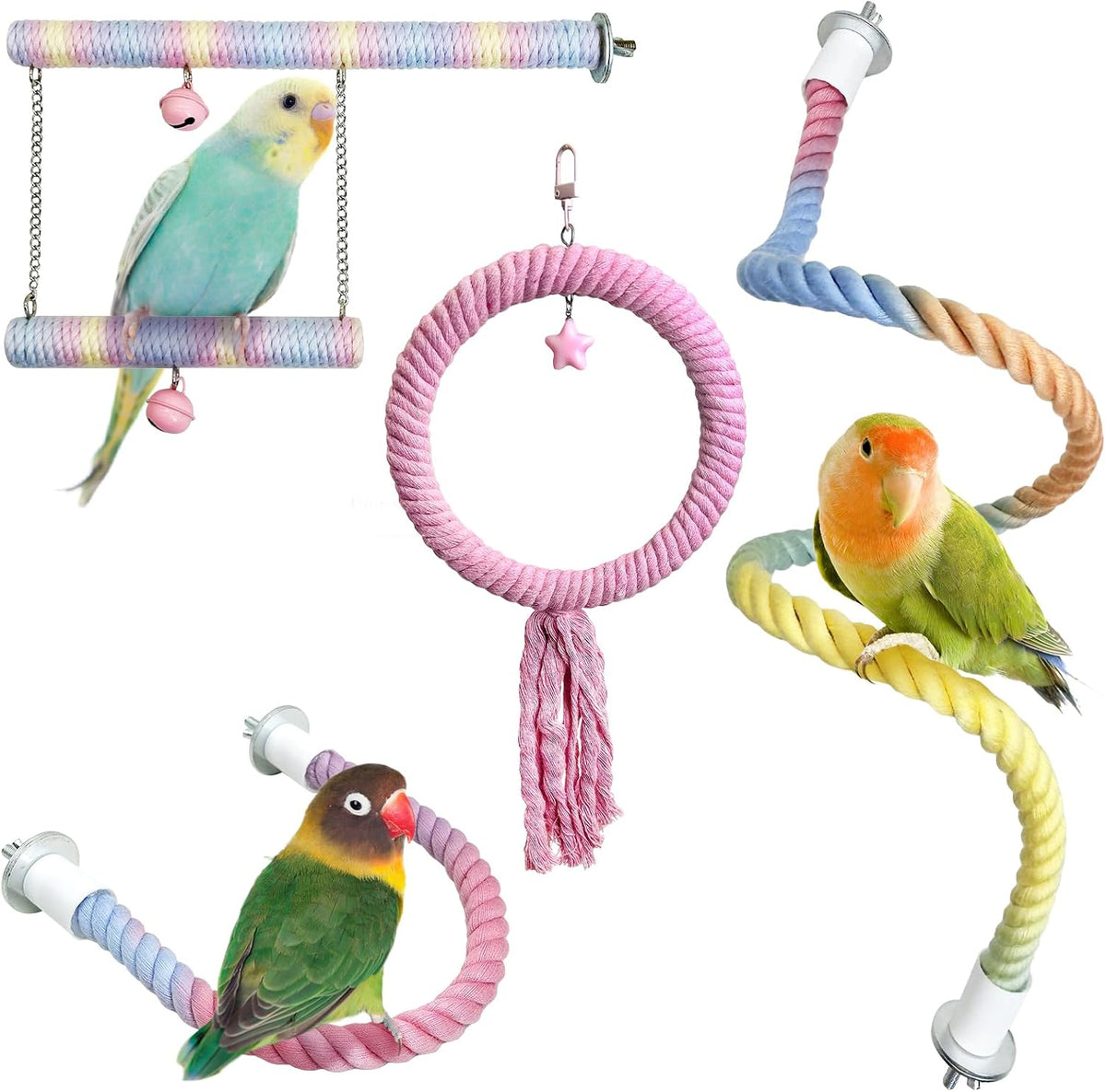 4 Pcs Bendable Bird Rope Perches Parrot Perch Rope Stand