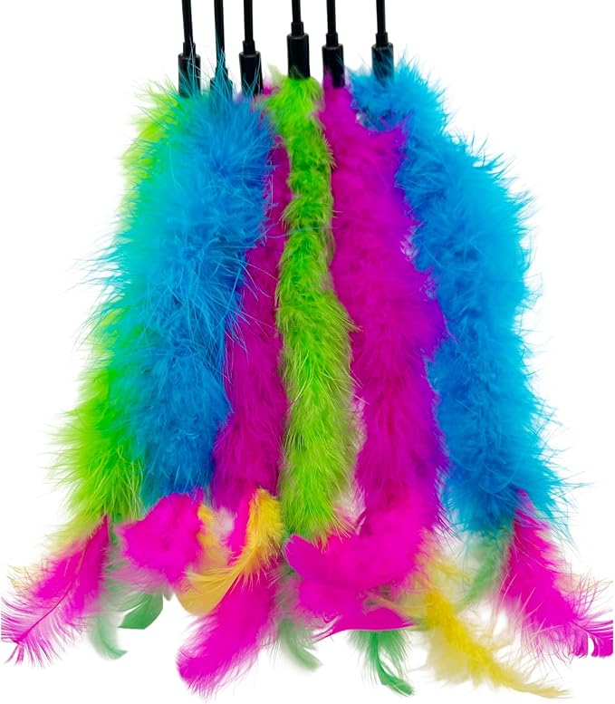 Cat Wand Feather Toys, 6 Pieces Interactive Cat Feathers Teaser Toy - Image 5