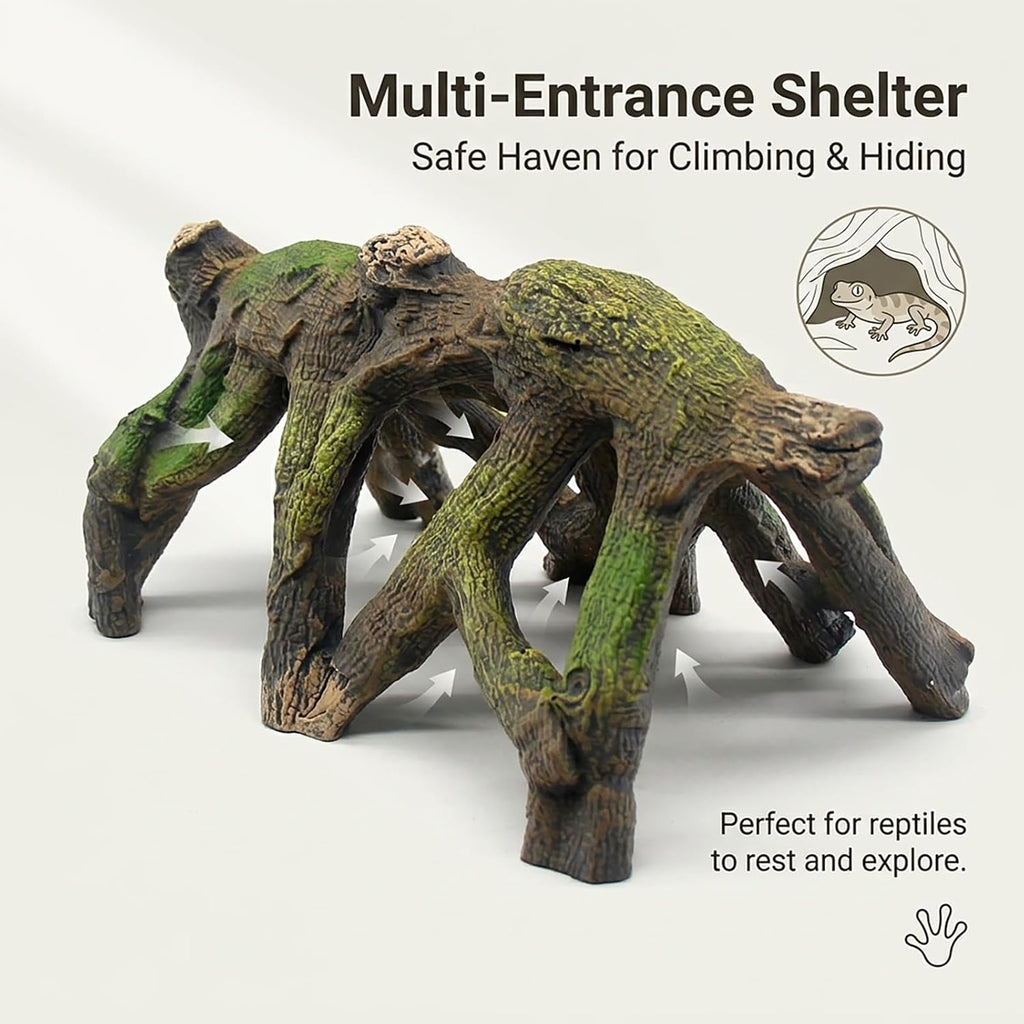 relaqcc Aquarium Decor Reptile Hideout Hollow Tree Trunk Ornament for Betta