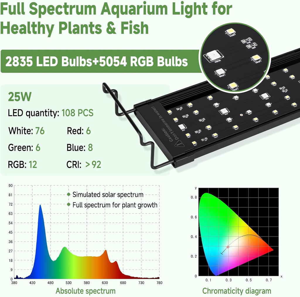 hygger LED Aquarium Light, 25W Full Spectrum Plant Lamp with Timer, 24-30"