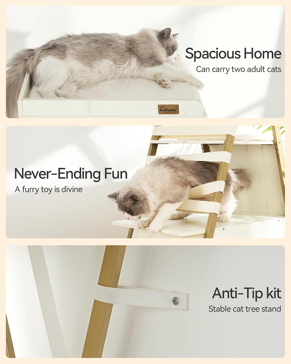 FourFurPets 72.4" Modern Cat Tree for Indoor Cats, Multi-Level Cat Condo
