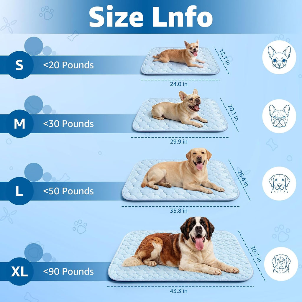 Pet Cooling Mats for Dogs, Cooling Pet Bed Outdoor & Indoor Use with Ice Silk Fabric & Waterproof Cover, Summer Cool Pad for Dogs Cats 29" x 18", Non-Slip Washable Pet Blanket for Crate Kennel Travel