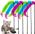 Cat Wand Feather Toys, 6 Pieces Interactive Cat Feathers Teaser Toy by CATENEED