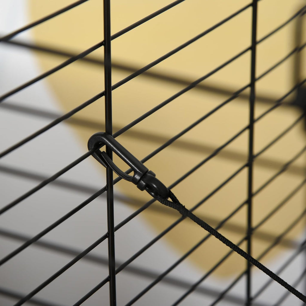 PawHut 42" Ferret Cage, Small Animal Habitat Metal Pet Cage with Wheels Brakes, Hammocks, Hanging Tunnels, and 3 Doors, Black