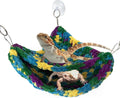 Reptile Hammock, Soft Double-Layered Bearded Dragon Hammock Swing Hanging Bed with Strong Suction Cups & Metal Hooks, Large Chameleon Lounger, Rat Bird Cage Hanging Bed,Gecko Tank Accessories