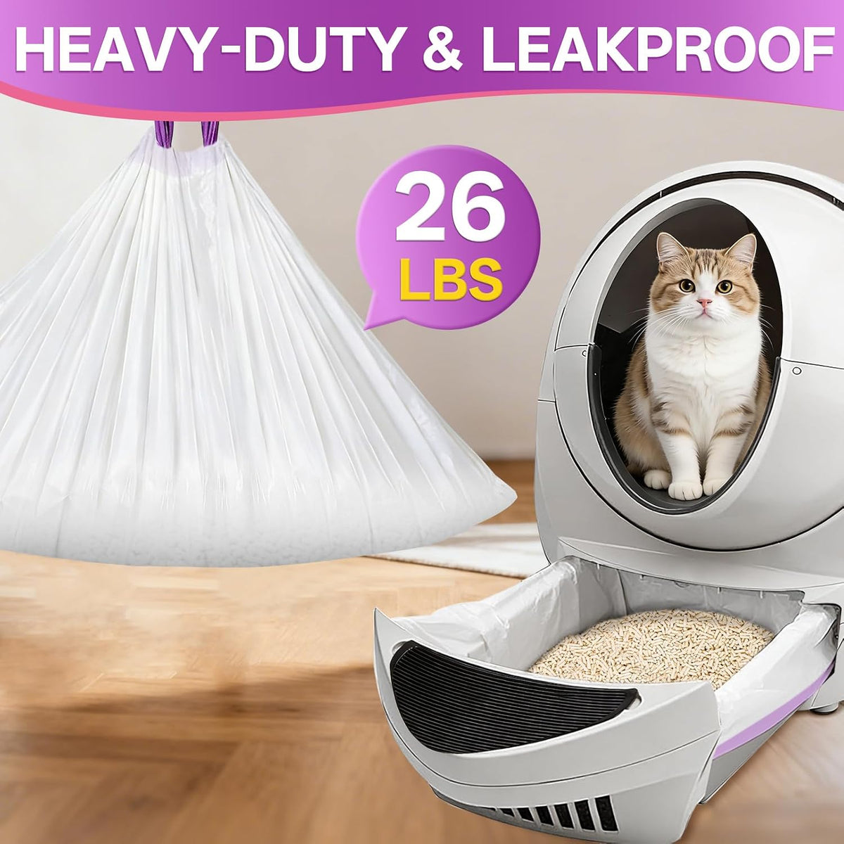 120PCS Automatic Cat Litter Box Waste Bags Compatible with Litter Robot 4/3