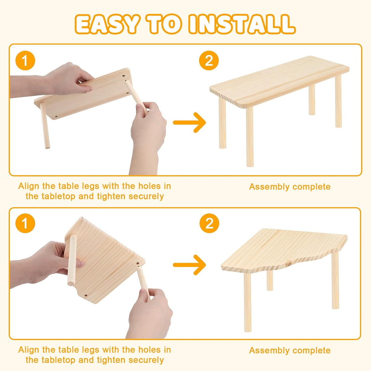 Wooden Hamster Play Platform, Gerbil Cage Wood Stand with Pillars, Hamster Cage Decorative Platform, Small Animal Resting Area