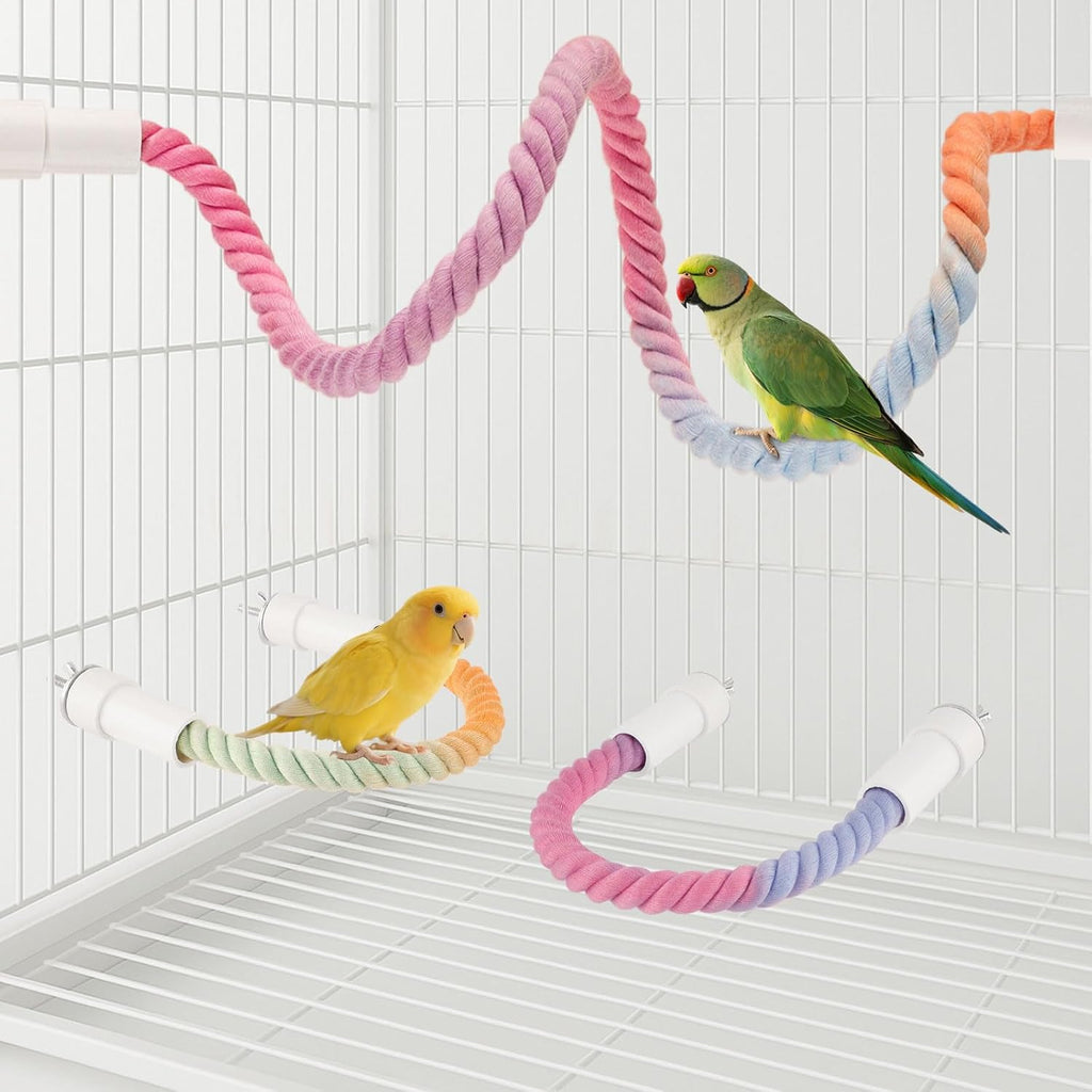 4Pcs Rope Perch for Bird Cages, Bendable Climbing Cotton Rope