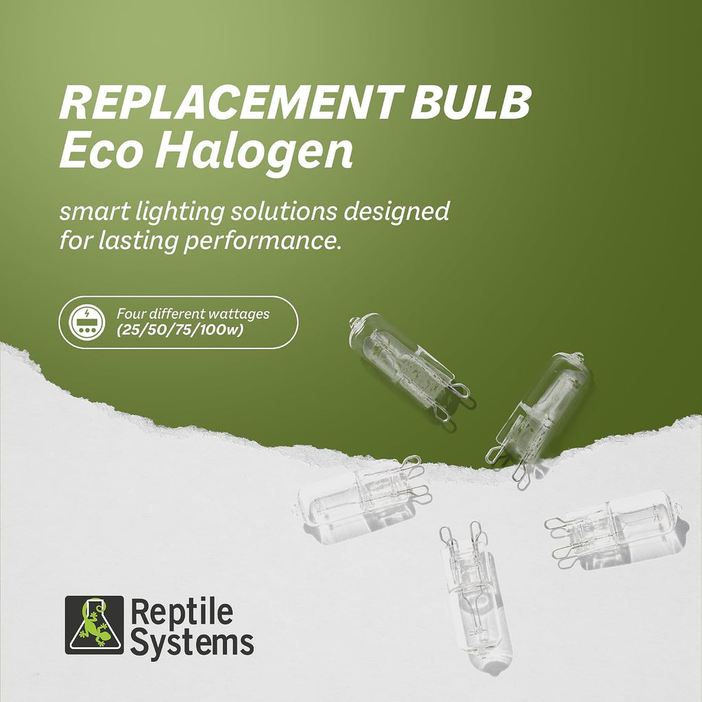 Reptile Systems Replacement Bulb Eco Halogen White Spot Lamp – White 100w, 2 Count – Replacement Bulb Kit for Reptiles & Amphibians – Light for Tanks, Vivariums & Crested Geckos