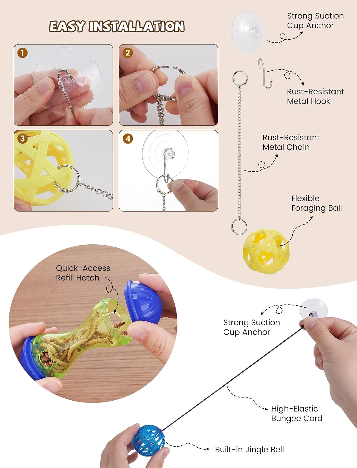 Bearded Dragon Enrichment Toys, Interactive Reptile Feeder Ball Set