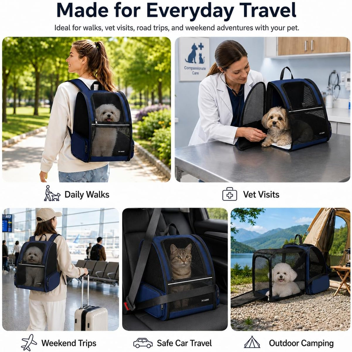 Cat Backpack，Expandable Cat Carrier Backpack, Dog Backpack Carrier and Pet Carrier Backpack, Suitable for Cats, Dogs Kitten or Small Dogs, Travel Friendly Puppy Cats Bag (Blue)