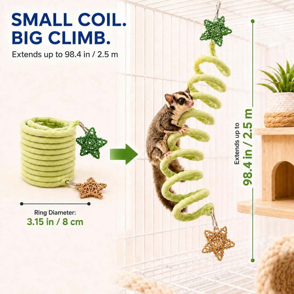 4-Pack Sugar Glider Climbing Toys, Elastic Spiral Cage Ropes