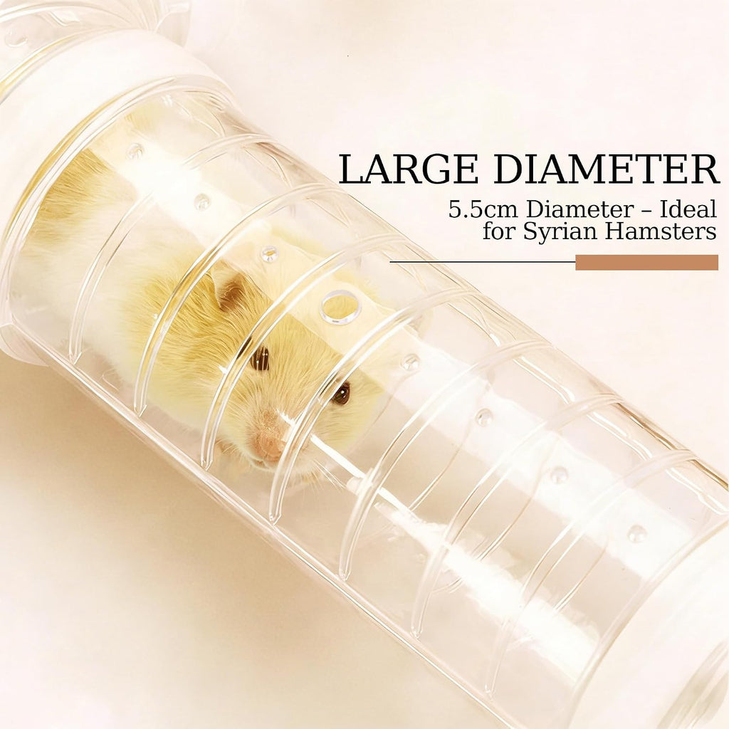 Hamster Tube Set for ECOCEN 24.4''L Large Acrylic Hamster Cage — Connects a Single Cage Left & Right Side Holes, Transparent Hamster Tunnel, Adventure Pet Cage Tunnel Exercise, Dwarf Hamster Toy