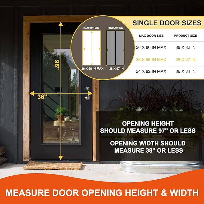 Fiberglass Magnetic Screen Door Fit Door Size 36 x 96 in- Heavy Duty Fiberglass - Image 2