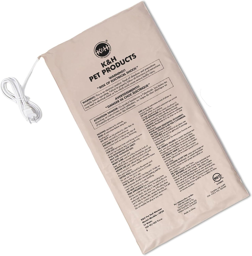 K&H Pet Bed Warmer, Safety Listed, Dog Heating Pad, Large 23.75x11in Tan