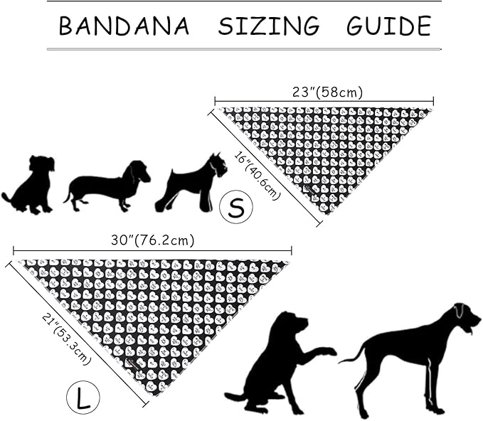 ARING PET Valentine's Day Dog Bandana, Cute Black White Pet Bandanas Scarf - Image 6