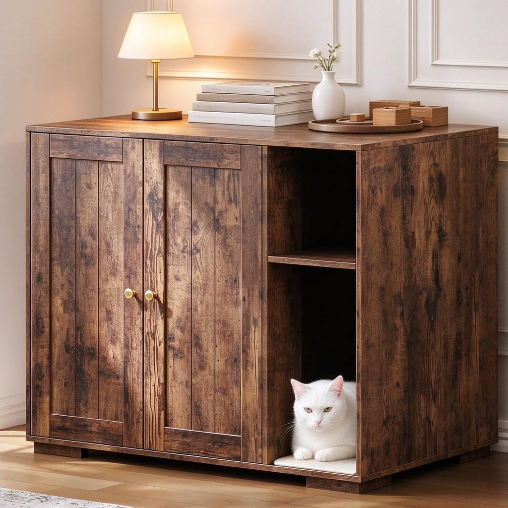 IDEALHOUSE Cat Litter Box Enclosure, Hidden Litter Box Furniture