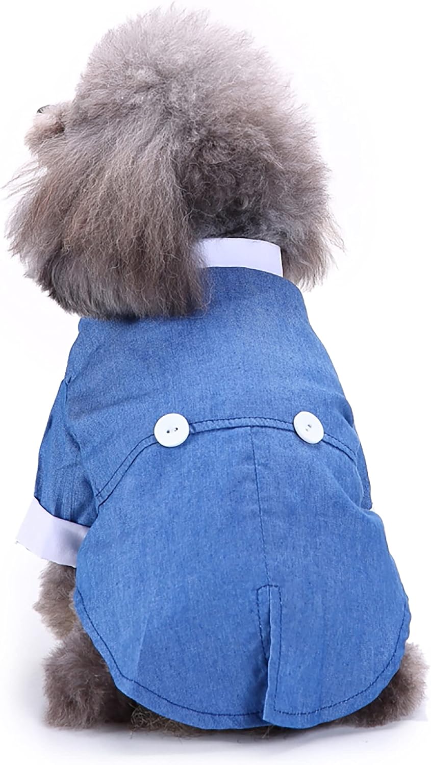 Black, White, Blue Dog Shirts for Wedding, Puppy Tuxedo, Dog Formal Wear, Doggie Tux, Suit and Tie Costume Blue Medium