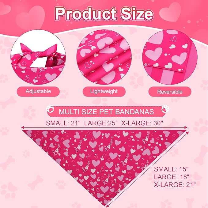Valentines Dog Bandana St Patricks Day and Easter Dog Bandana XLarge 3PCS - Image 3