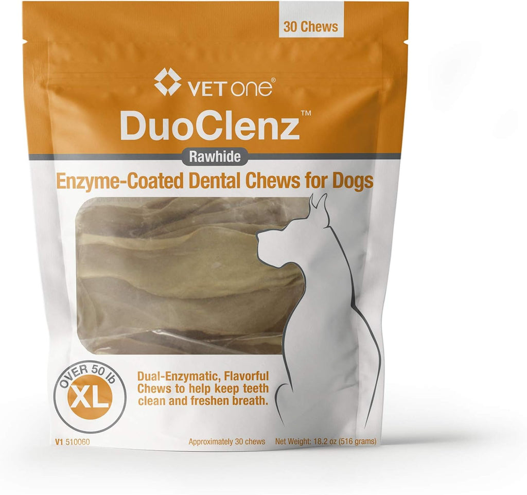Vet One DuoClenz Rawhide Dental Chews | Medium Dogs | 30 Count Bag