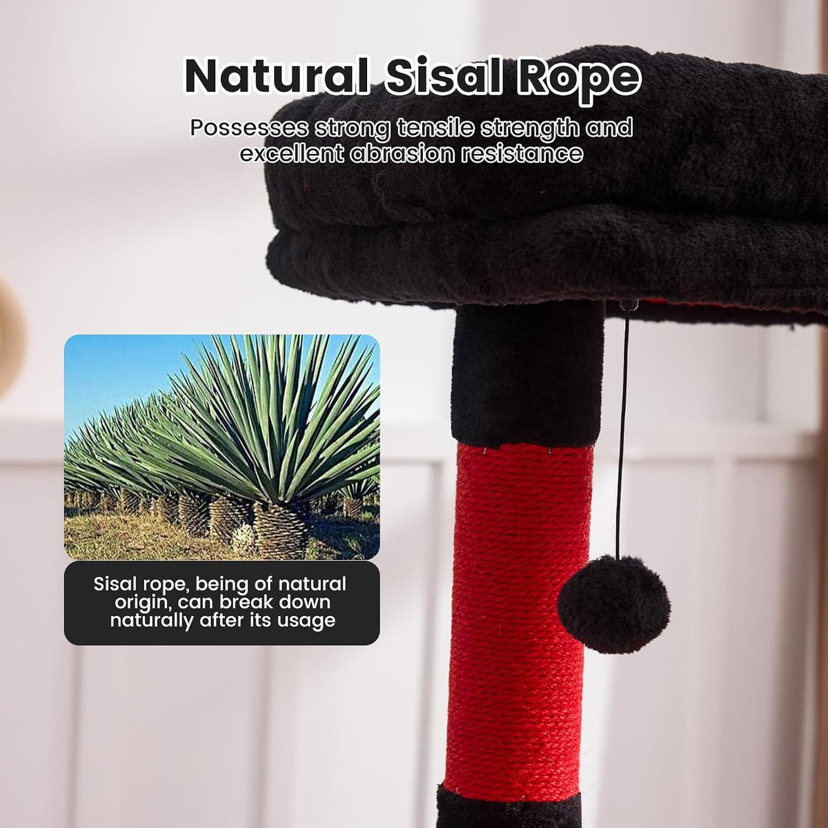 Cat Tree Tower for Large Cats 65 Inch - Heavy Duty Multi-Level Cat Furniture with Extra-Large Condo & Sisal Scratching Posts, Stable Cat Playground for Multiple Cats (Red, 66in)