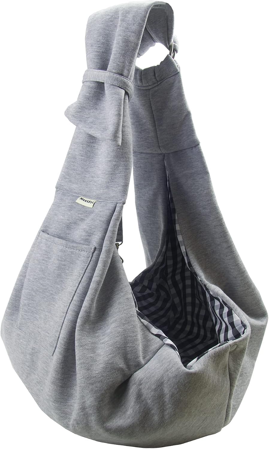 Pet Sling Carrier Adjustable Shoulder Strap Puppy Tote Hands Free Reversible Pet Backpack for Outdoor Travel Grey
