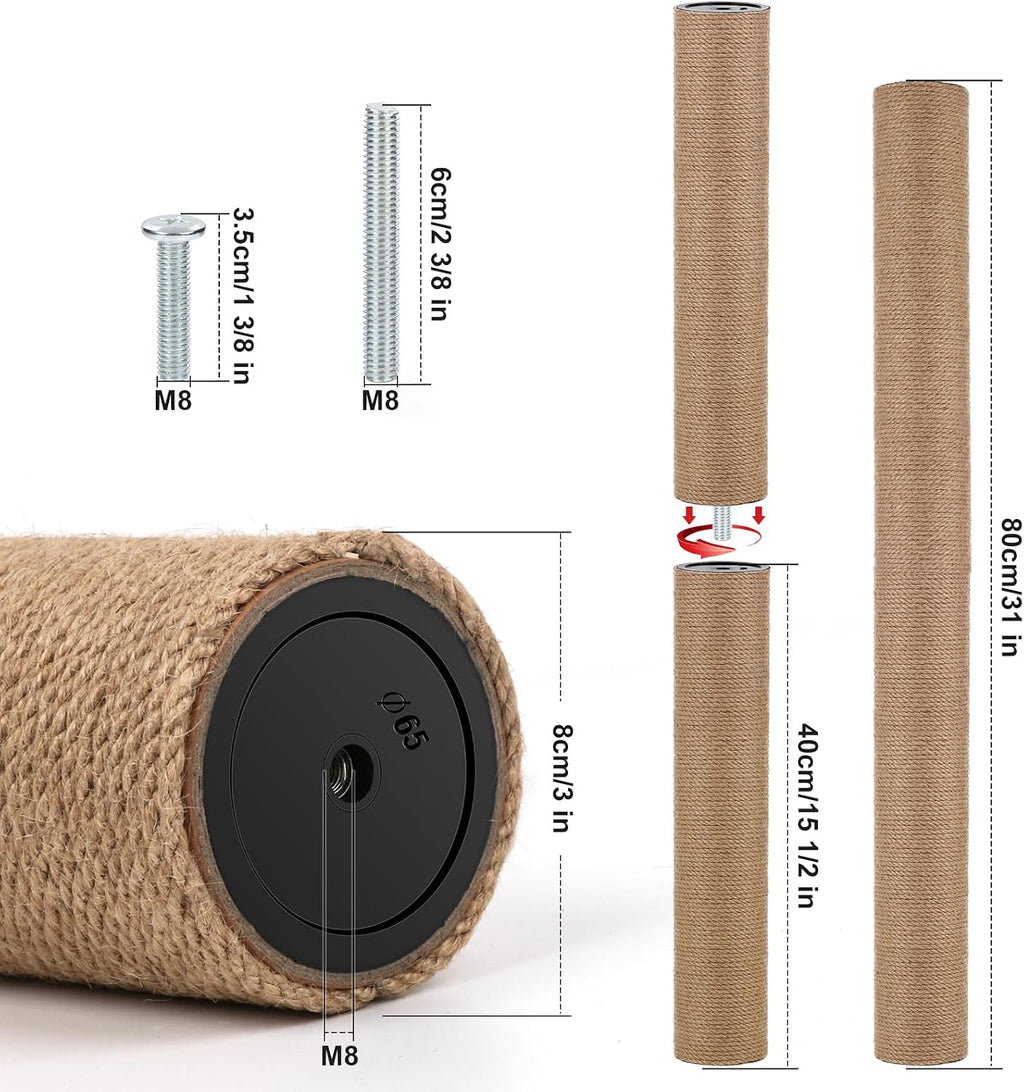 4 PCS Cat Scratching Post Replacement with M8 Screws, 15.7 x 3.1 Inches