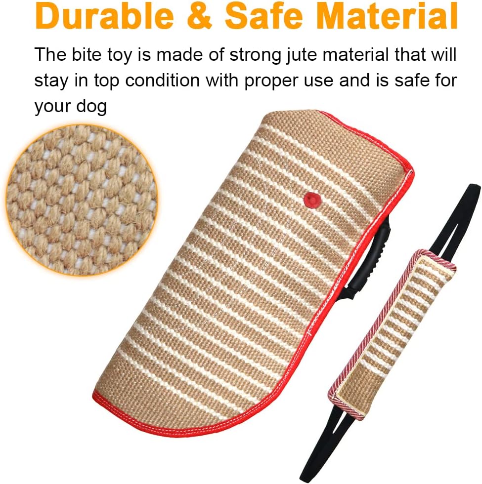 DGSL Dog Training Set - Dog Bite Sleeve, Pillow Tug Toy, Stick - Professional Training Equipment for Biting, Interactive, Fetch, K9, Puppy (Transverse Stripe)