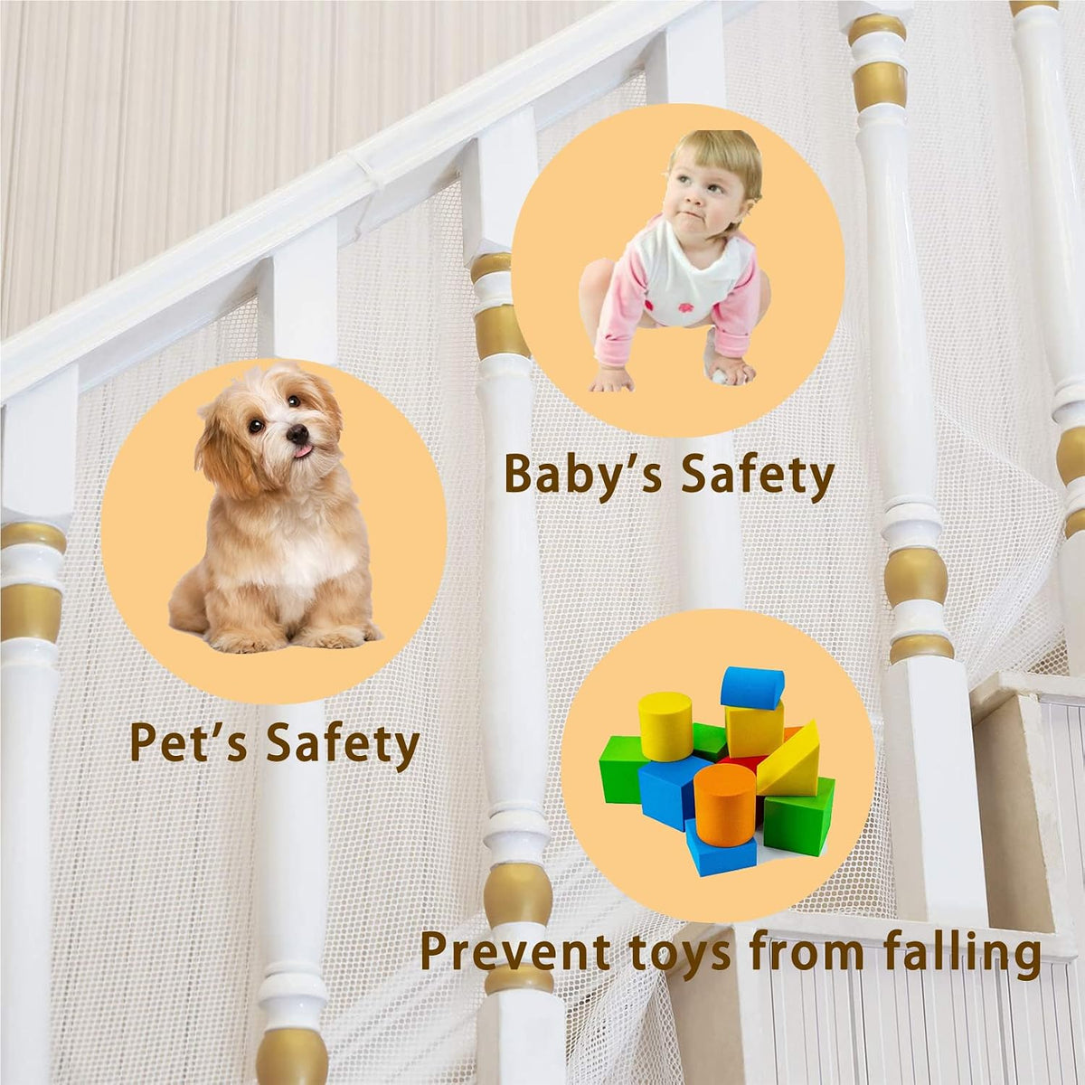 PetSafe Balcony Netting - Stairway Net for Pets & Kids, Clear (10ft*2.6ft Thick)