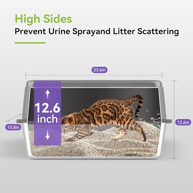 2 Pack Stainless Steel Litter Box, XL Enclosed Cat Litter Boxes, Metal Litter - Image 2