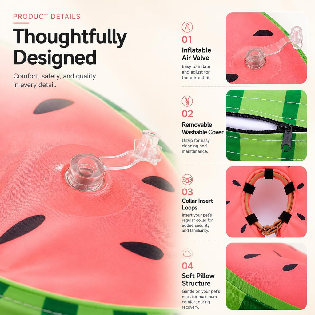 MIDOG Inflatable Dog Cone After Surgery, Donut Collar for Large Dogs, L