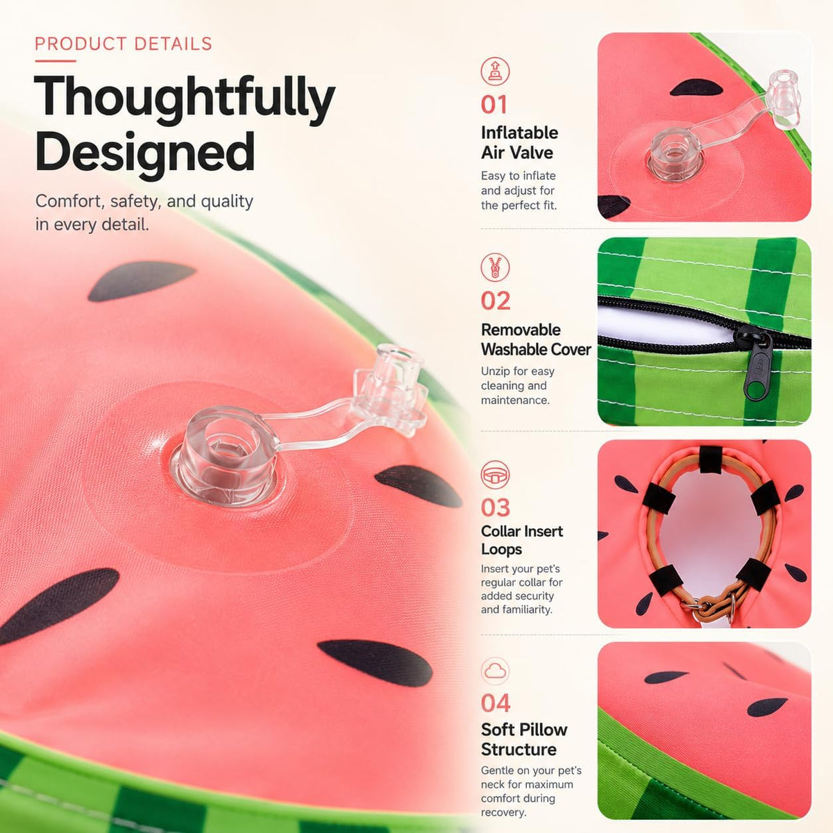 MIDOG Inflatable Dog Cone After Surgery, Donut Collar for Large Dogs, L