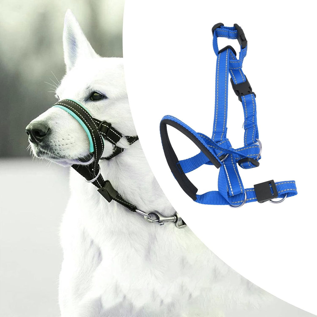 Dog Head Collar, Soft Breathable No Pull Training Halter with Safety Strap for Outdoor Walks Large Dogs Nylon L 1 Pack