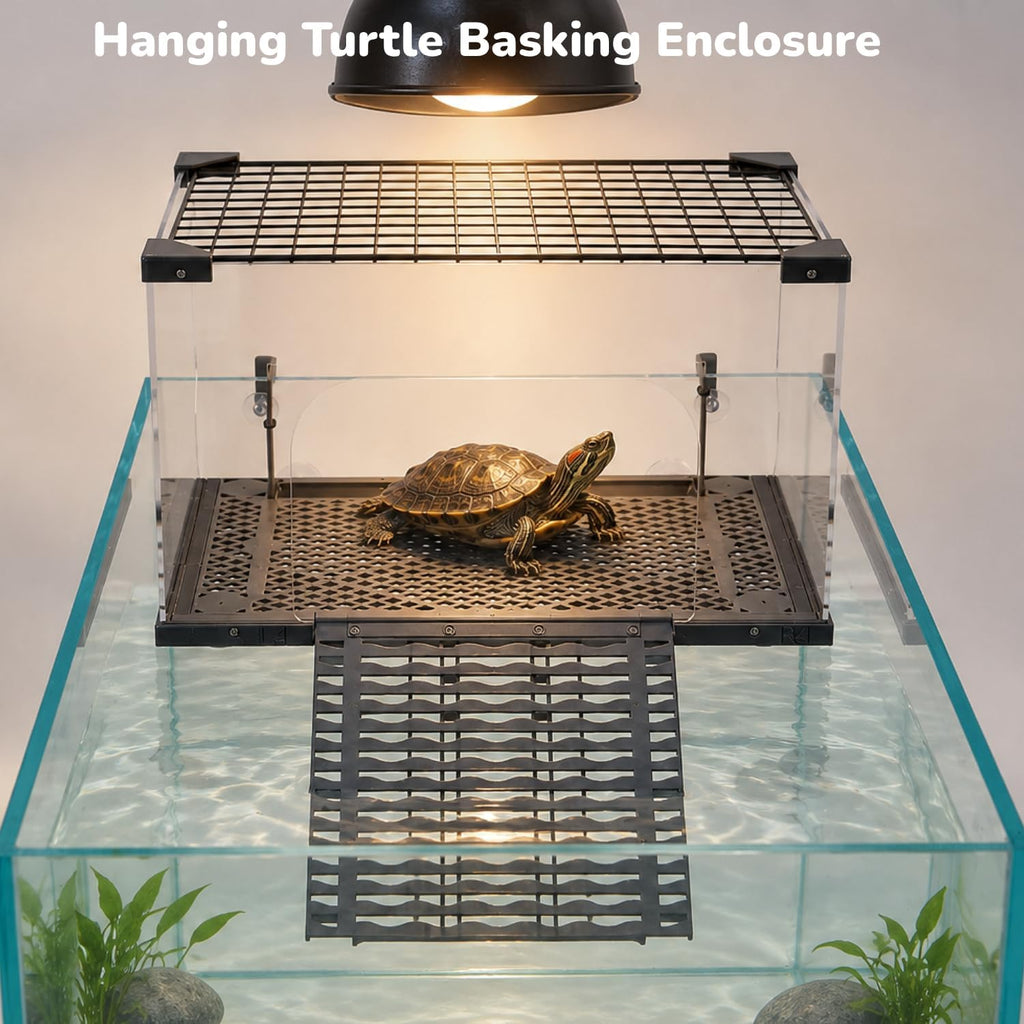 Escape-Proof Turtle Basking Platform Enclosure for 60-Gallon+ Tanks