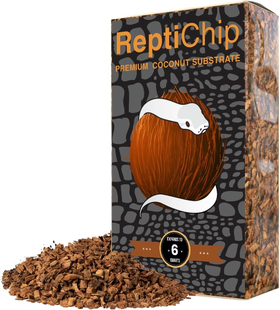 ReptiChip Reptile Bedding Loose Coconut Chip 12 Quart Coco Husk Substrate Mulch for Snake Habitat, Ball Python Terrarium, Turtle Tanks, Tortoise Enclosure