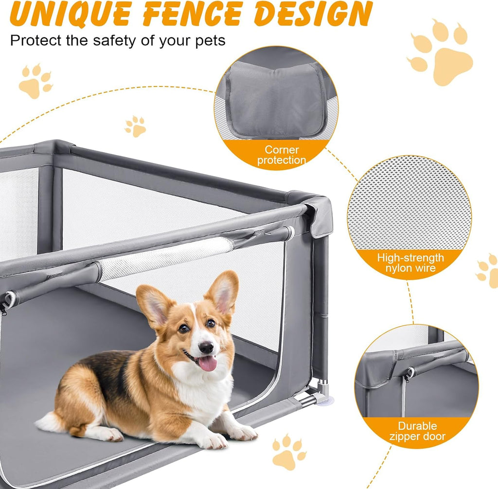 48x48x26 Inch Dog Playpen with Gate, Foldable Indoor Pet Fence