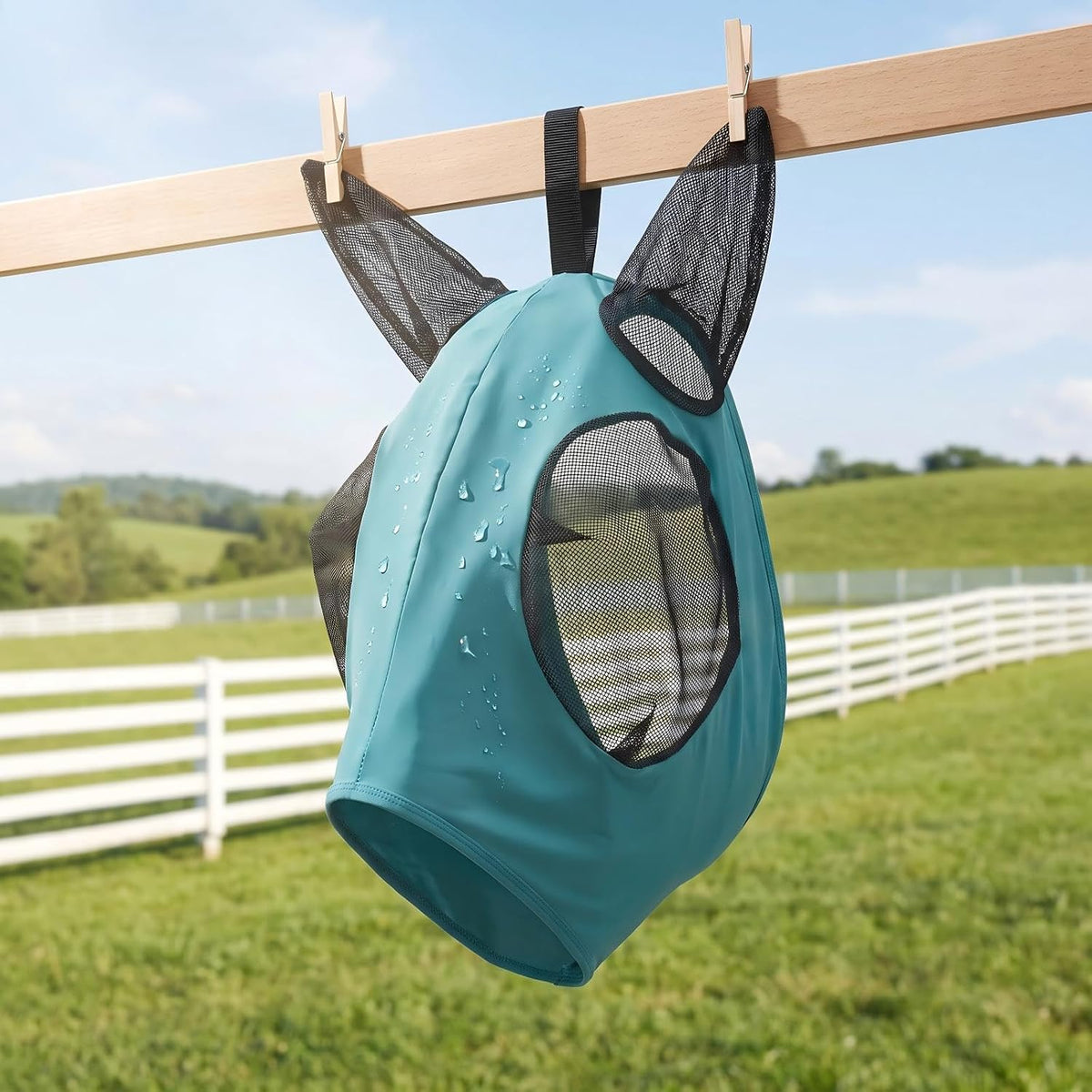 Horse Fly Mask – Nylon-Spandex Face with Breathable Mesh Eyes & Ears, UV Protection Soft Edging Prevents Chafing, Durable & Easy to Clean for Horses & Ponies, Size M