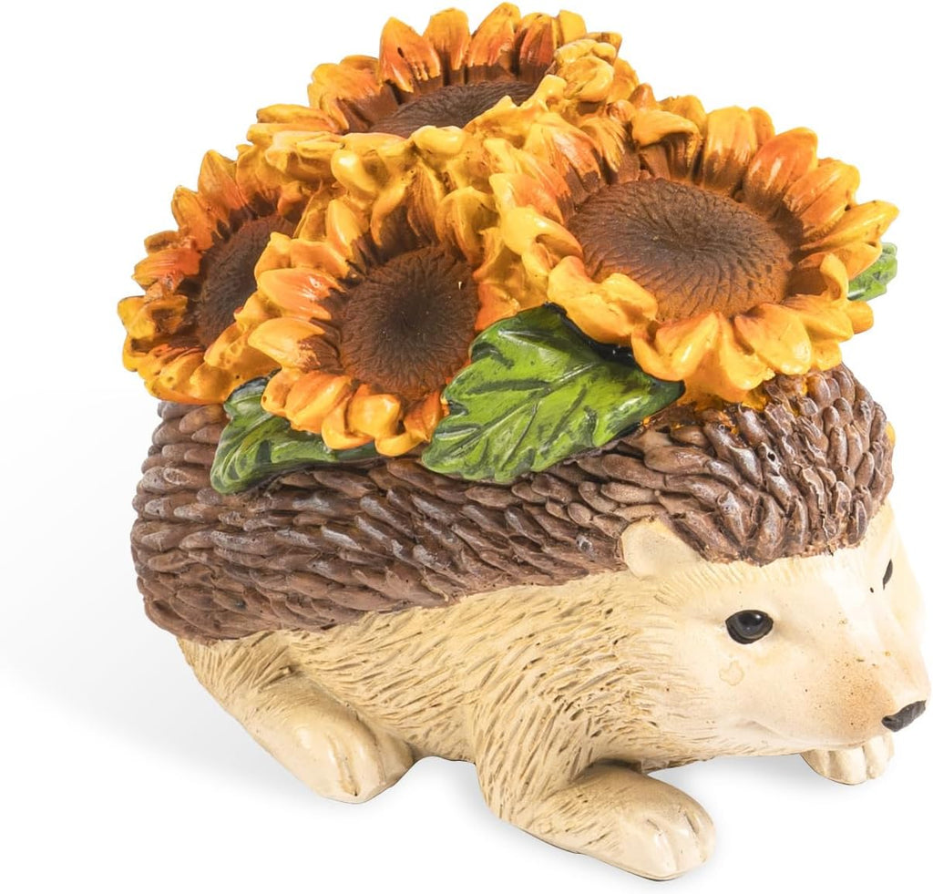 Fall Hedgehog Figurine with Sunflowers, Table, Shelf, Home Decor
