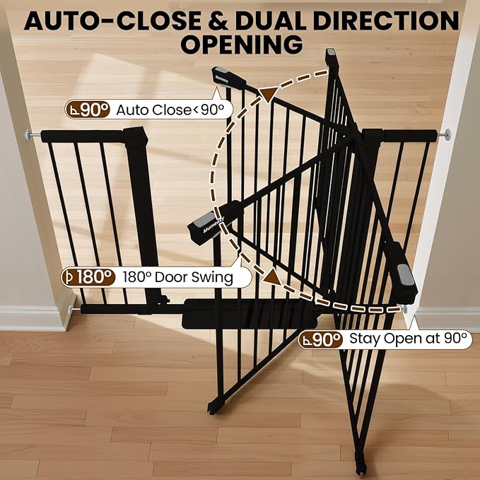 29.7-46" Extra Wide Baby Gate for Stairs, Pressure Mounted Dog Gate Indoor for - Image 7