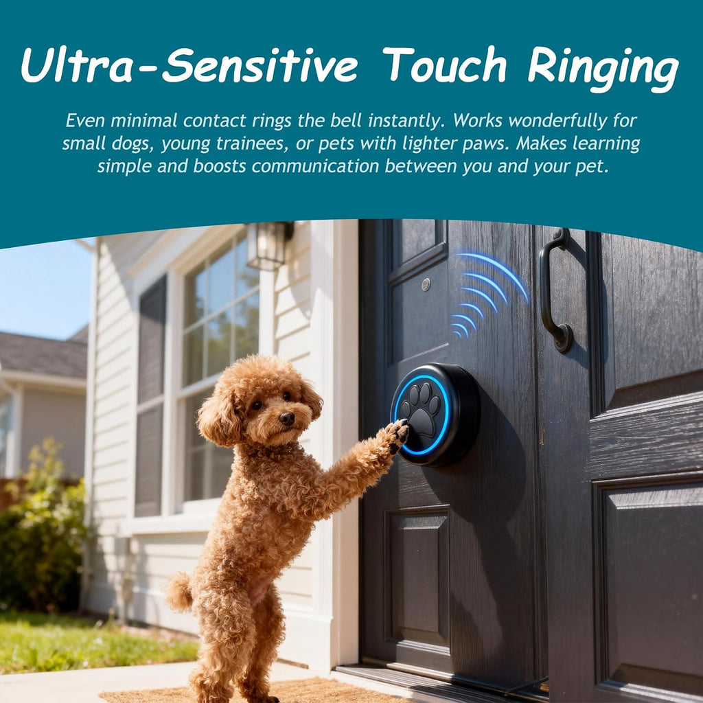 Halo Paw Smart Dog Door Bell–BK Dog Bells to Go Outside (1 Bell & 1 Chime)