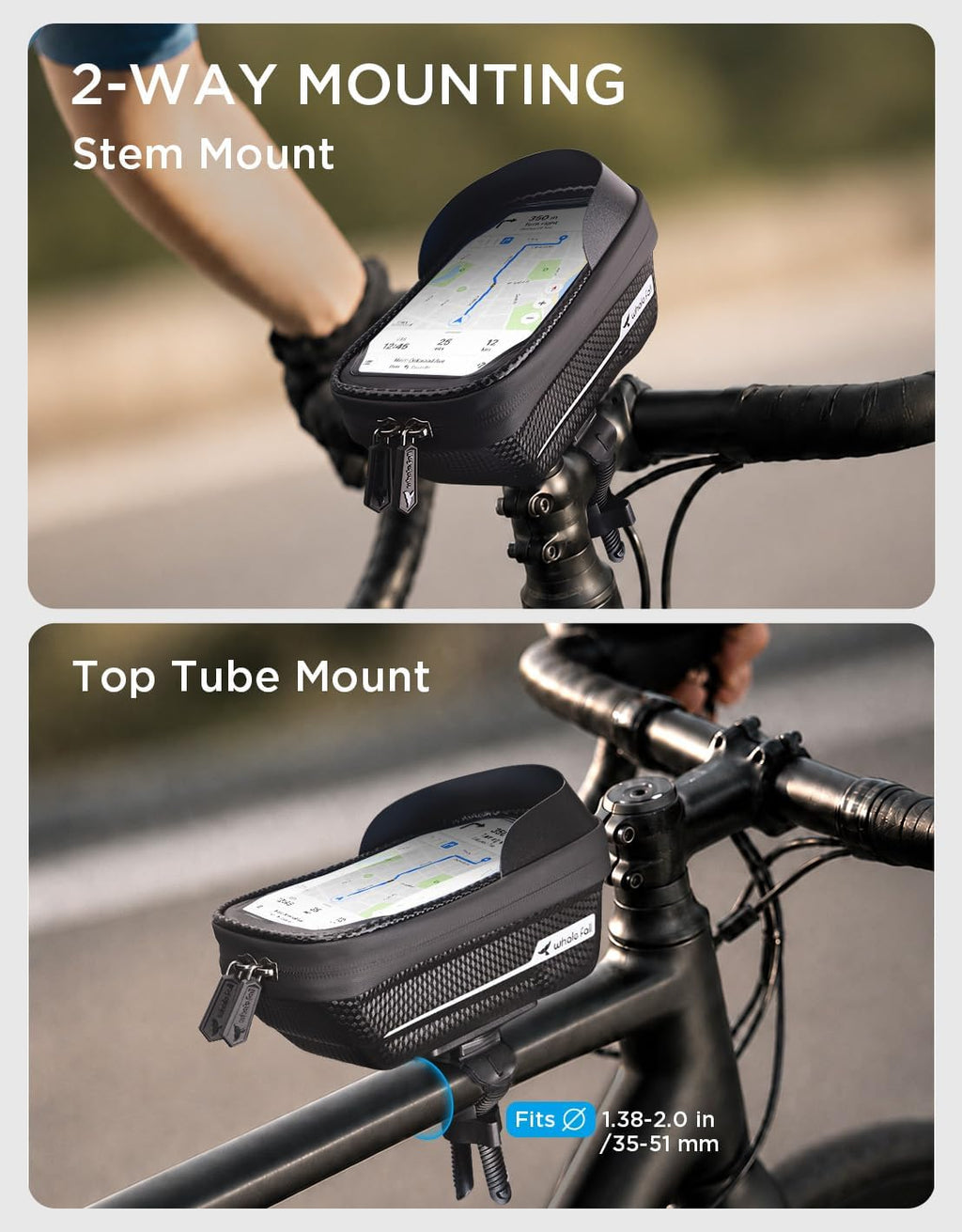 Waterproof Bike Frame Bag, 1S Quick Release Bike Phone Holder