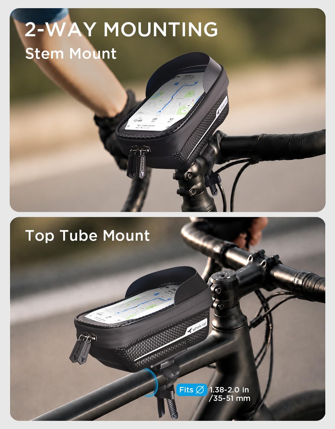 Waterproof Bike Frame Bag, 1S Quick Release Bike Phone Holder