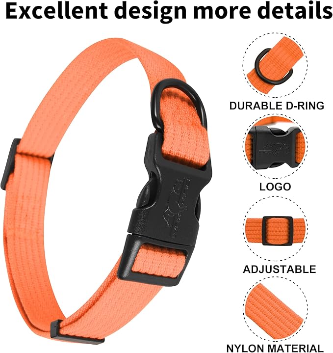 lynxking Dog Collar Soft Padded Breathable Cotton Solid Color Strong Adjustable - Image 2