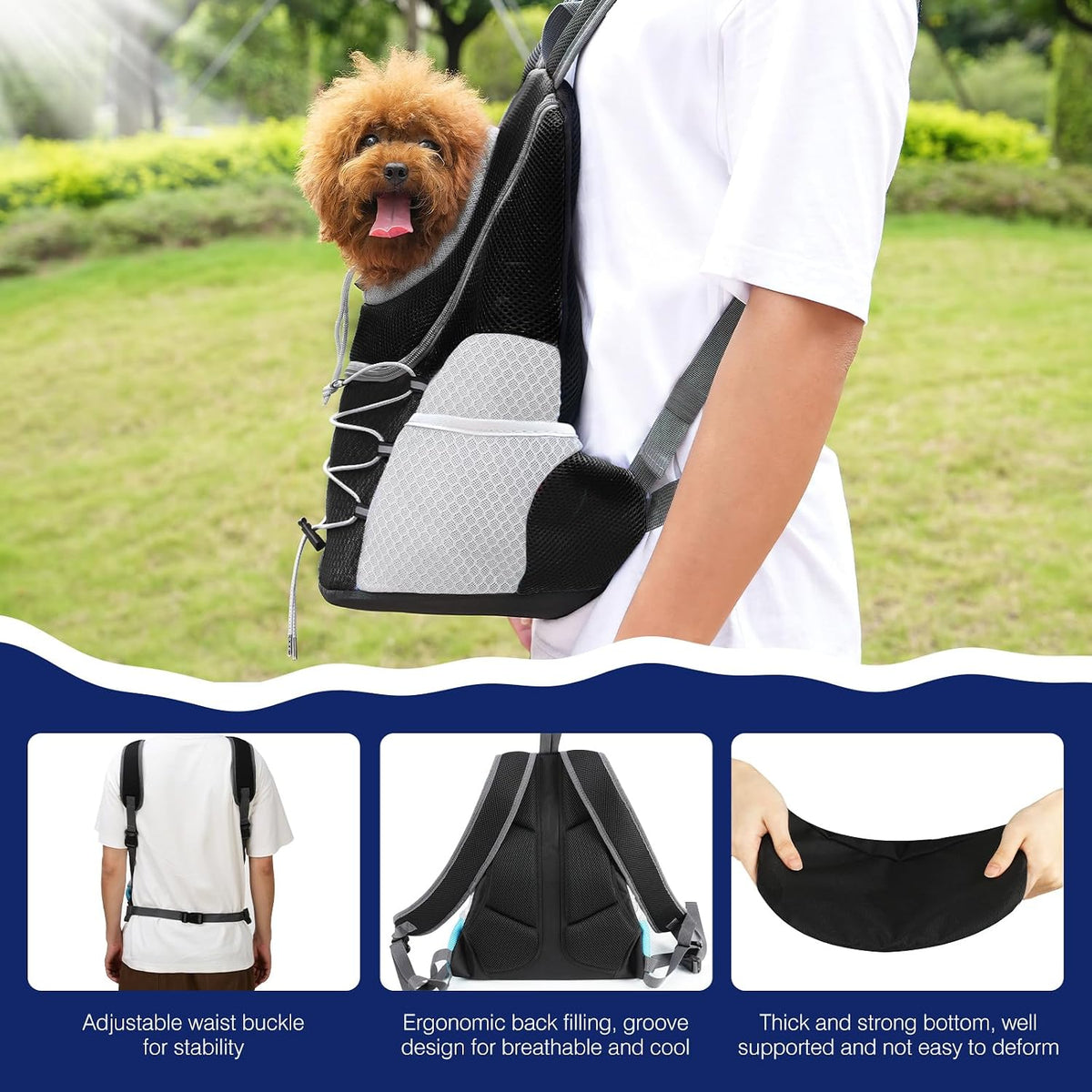 Pawaboo Pet Dog Front Carrier Backpack,Ventilated Mesh Puppy Back Pack