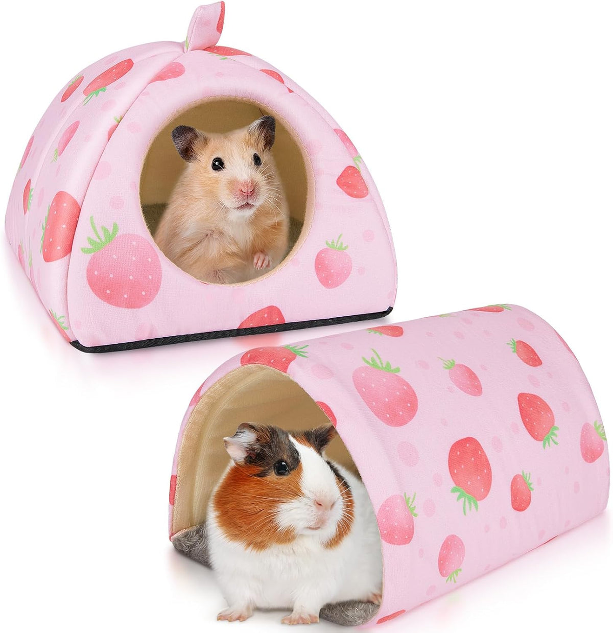 Bienbee Guinea Pig Hideout, 2 Piece Washable Set for Small Animals Large
