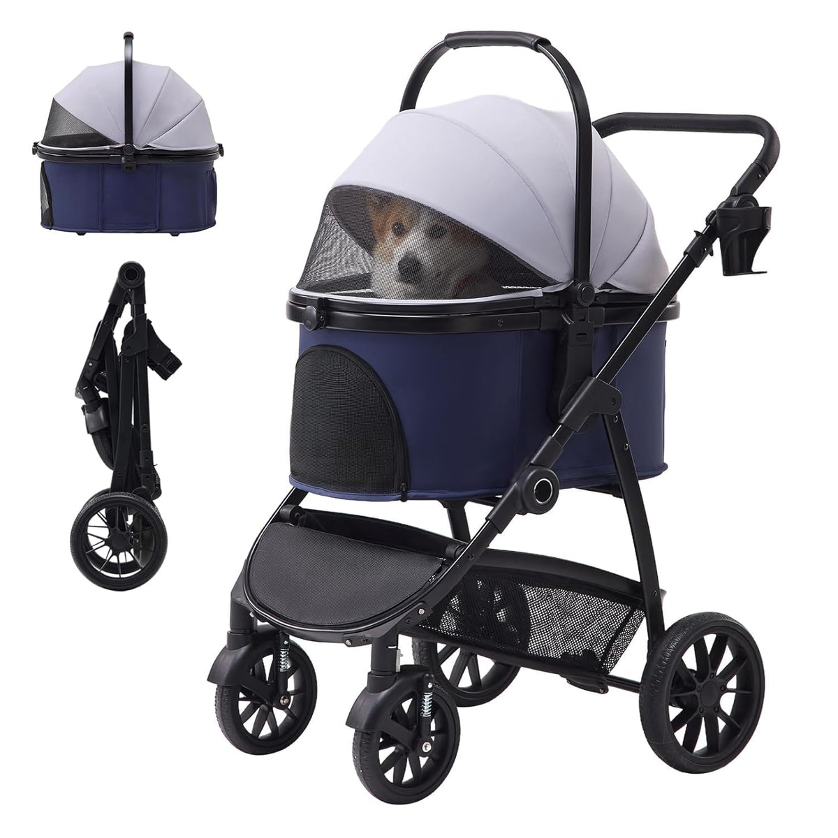 3-in-1 Dog Stroller for Small and Medium-Sized Dogs up to 55 lbs