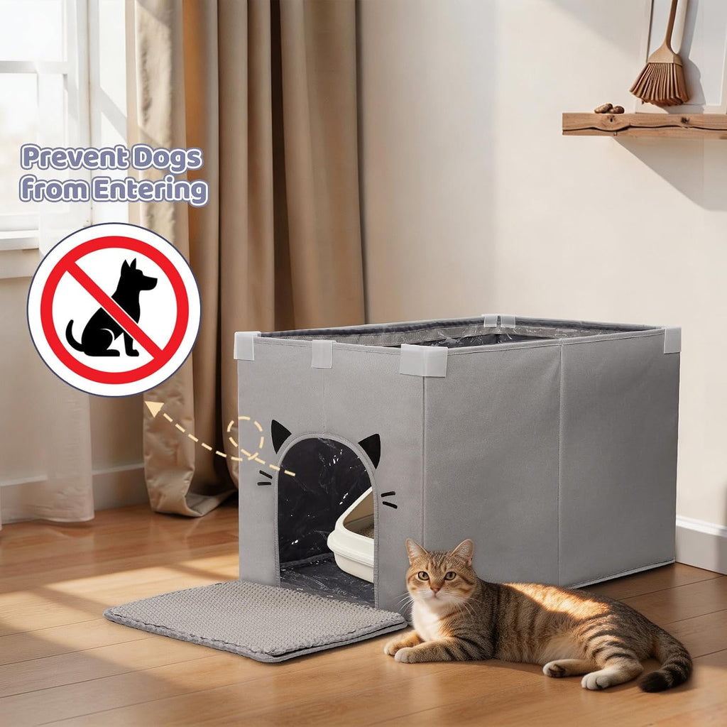 Cat Litter Box Enclosure, Waterproof Foldable Splash Guard
