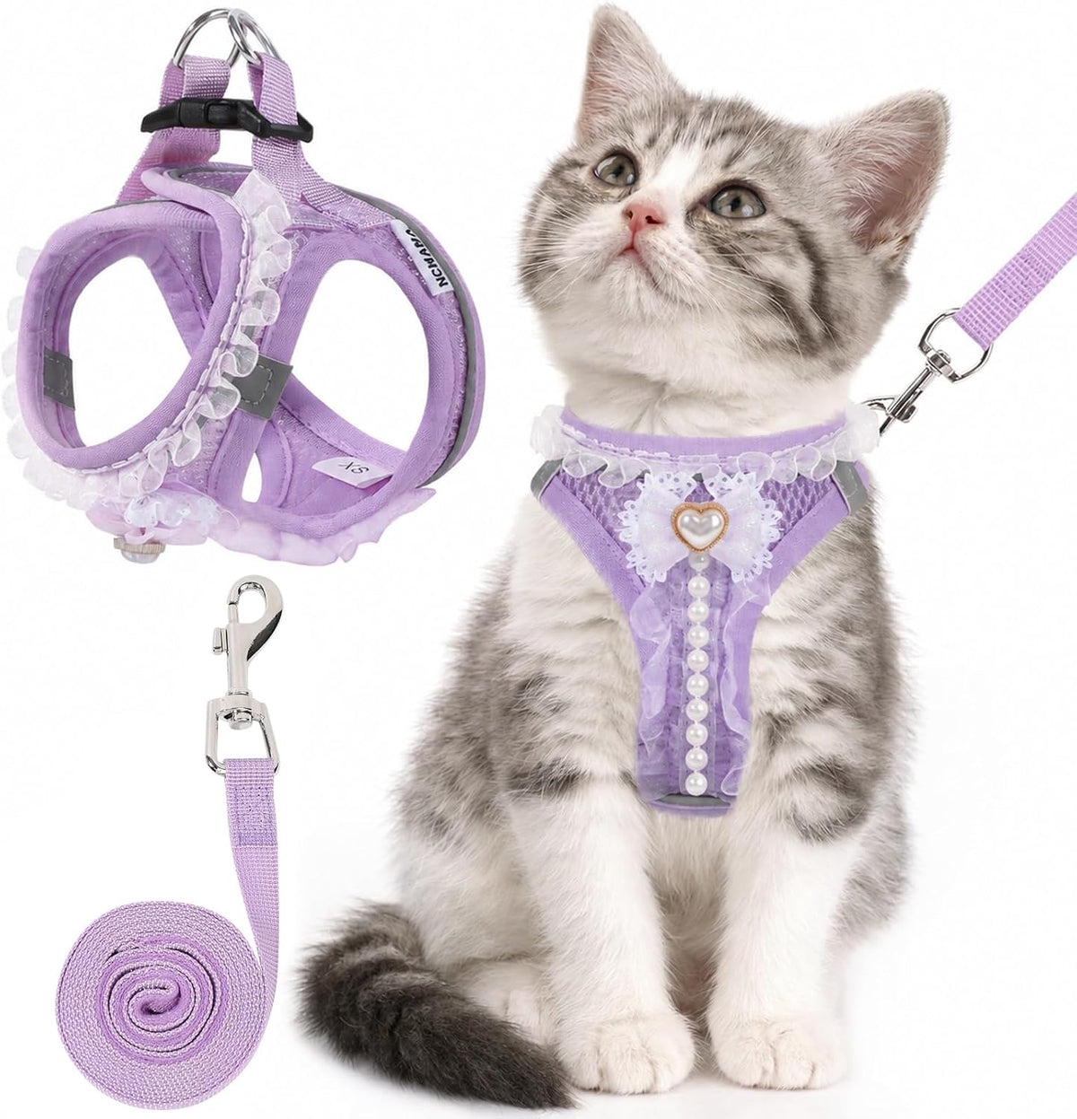 Cat Harness and Leash Set Escape Proof Walk Harness for Cats Pink XS