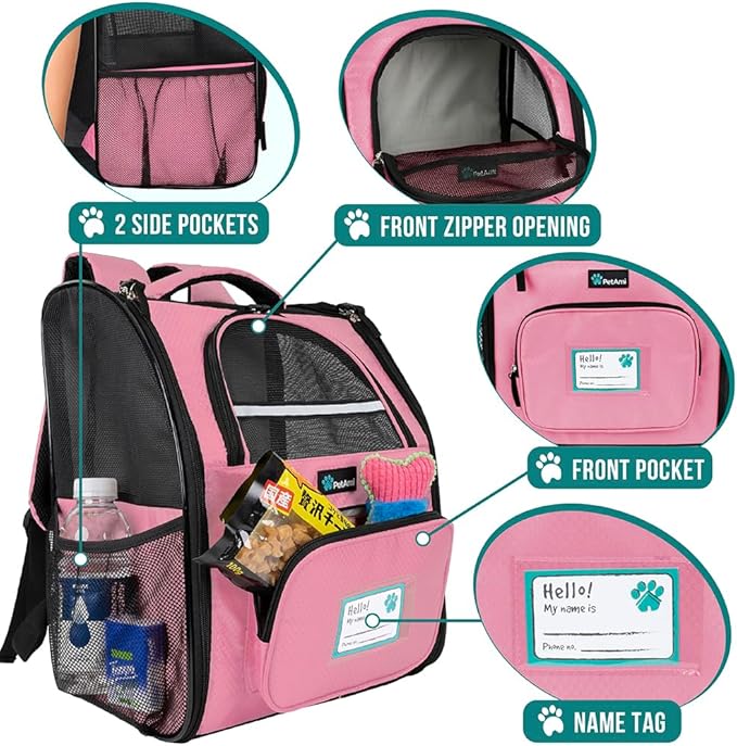 PetAmi Dog Backpack Carrier for Small Large Cat, Ventilated Pet Hiking Backpack - Image 3