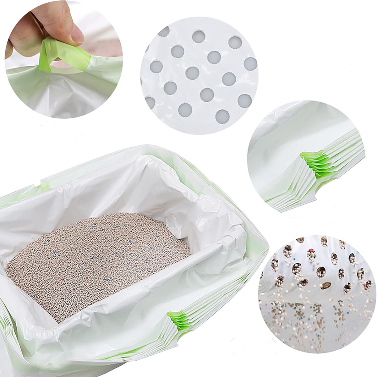 Sifting Cat Litter Liners with Holes 21 Count Large Drawstring